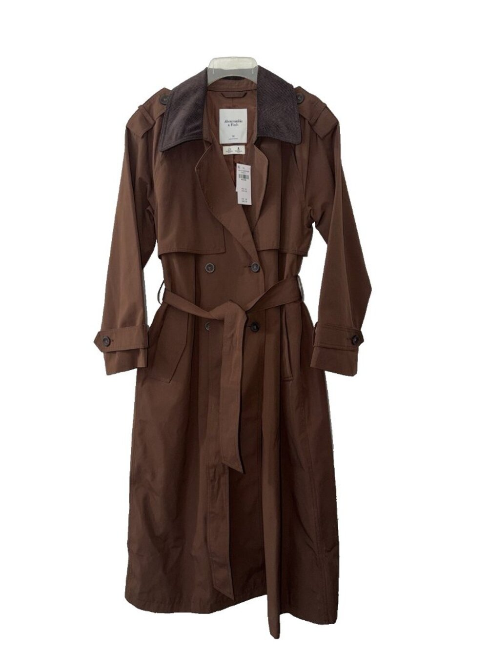 Abercrombie Fitch Women Blend Maxi Trench Coat Brown M 48" NWT $160 Belted Long - Picture 15 of 16
